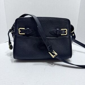 Vintage Dooney & Bourke Black All Weather Leather Pebbled Bag Crosssbody Purse